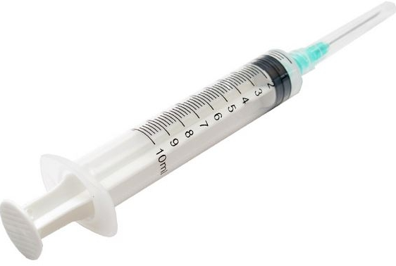 Jeringa hipodermica de 10ml con agjua de 20Gx1.5". Precio Unitario....