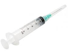 Jeringa hipodermica de 5ml con aguja de 20Gx1.5". Precio Unitario..