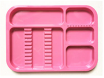 [BANDEJA-DIV-ROSA] Bandeja Plástica con división 34x24 Cms, color rosado