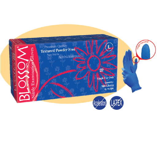 [BM 41328-N-PF  LARGE] Blossom Guante Nitrilo Azul Oscuro Talla L
