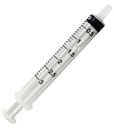 [3ML-S/AGUJA] Jeringa hipodermica de 3 mL sin aguja. Precio unitario..