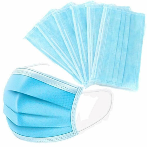 [masazul] Mascarilla desechable AZUL triple hoja, sujetada en oreja 50 pzs por caja